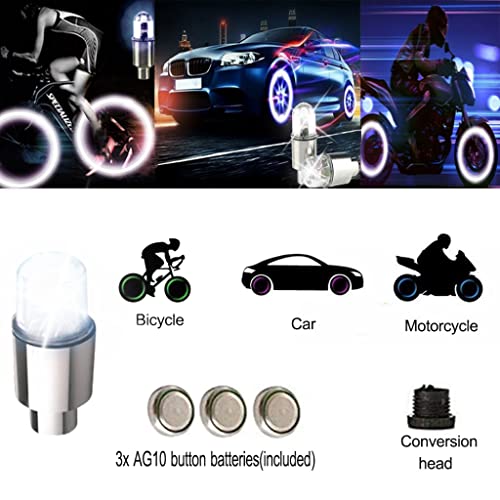 Image of 12 PCS LED Wheel Lights Flash Light Tire Valve Cap Lamp for Car Trucks Motorcycle Bike (White)