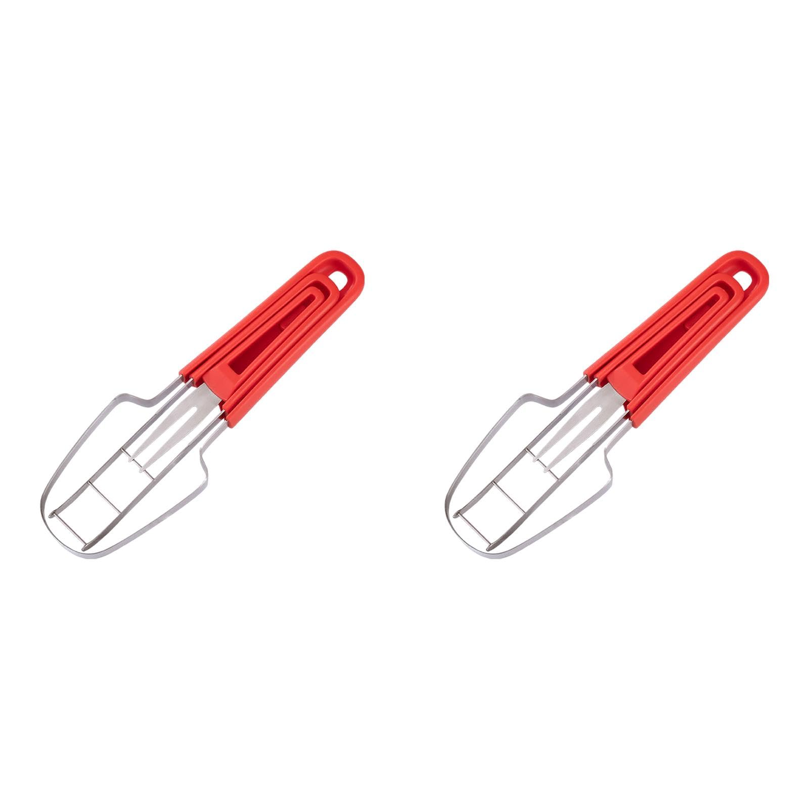 GFrind 3-in-1 Watermelon Cutter Slicer Tool, Stainless Steel Watermelon Cutter, Fork Slicer Cutter multifunctional, Portability Watermelon Knife Fruit Cutter for Camping Kitchen Gadgets (2 Red)