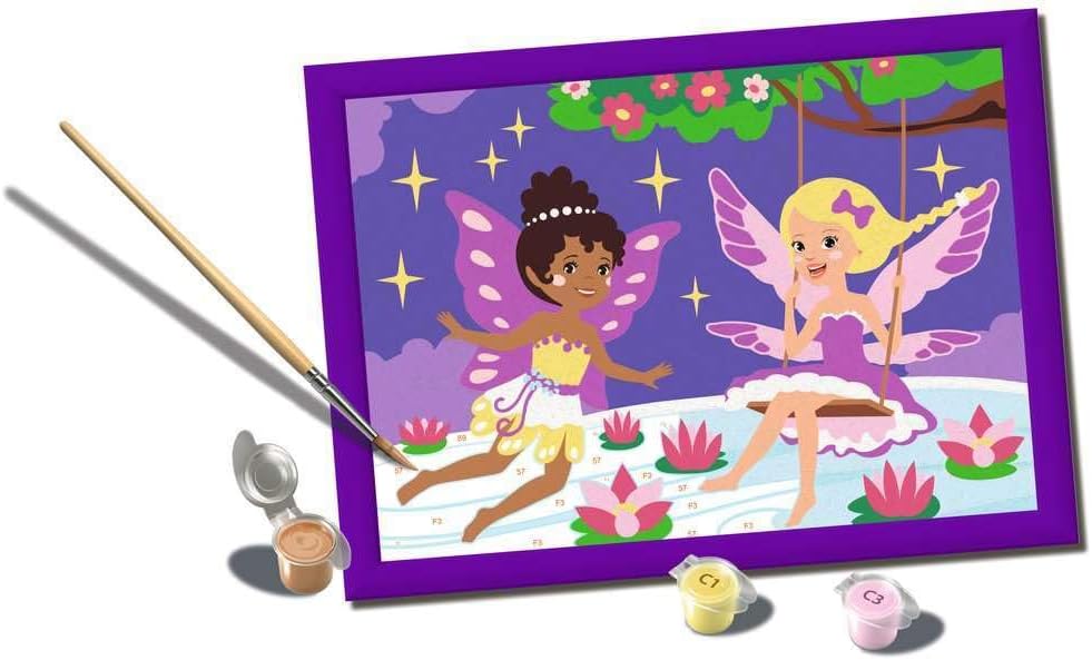 Ravensburger CreArt, Malen nach Zahlen Kinder - Feen-Freundinnen: Mit Neon-Pinker Acrylfarbe!