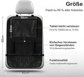 Car Back Seat Organiser for Nissan Xterra SUV (2025-), Multi-Pocket Back Seat Protector,Foldable Durable Storage Bag Waterproof Neat