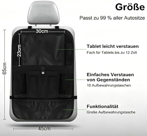 Car Back Seat Organiser for Nissan Xterra SUV (2025-), Multi-Pocket Back Seat Protector,Foldable Durable Storage Bag Waterproof Neat