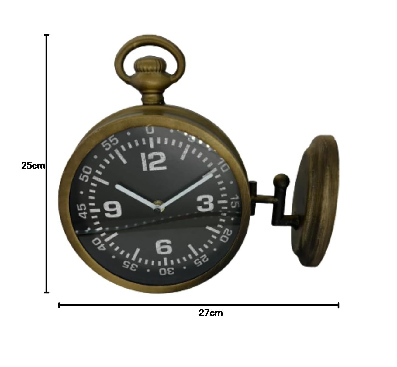Reloj de doble cara de metal estilo vintage artesanal Made in Italy