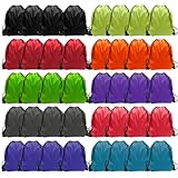 GoodtoU Drawstring Backpack 40 Pcs Cinch Bags Drawstring Bags Bulk Nylon Draw String Sport Bag 10 Colors