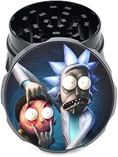 Kaitoma Compatible with Rick and Morty 4 Part Deluxe Metal Polygon Herb Grinder for Tobacco with Pollen Scraper and Micron Screen (Large 63mm)