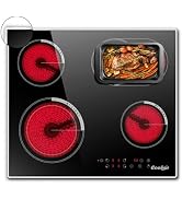 Cooksir keramische kookplaat met frame, inbouw 4 kookplaten, dubbele en ovale zones voor barbecue, kook...