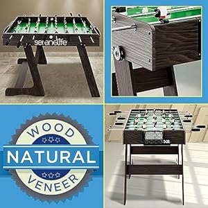 SereneLife Full Size Foosball Table, 48" Foose Ball Set with 2 Mini Footballs, Score Keeper, Solid and Sturdy Legs, Soccer Table for Home, Family, Kids, Adults - Foldable or Standard SereneLife Full Size Foosball Table 48 Foose Ball Set with 2 Mini Footballs Score Keeper Solid and Sturdy Legs Soccer Table for Home Family Kids Adults Foldable or Standard