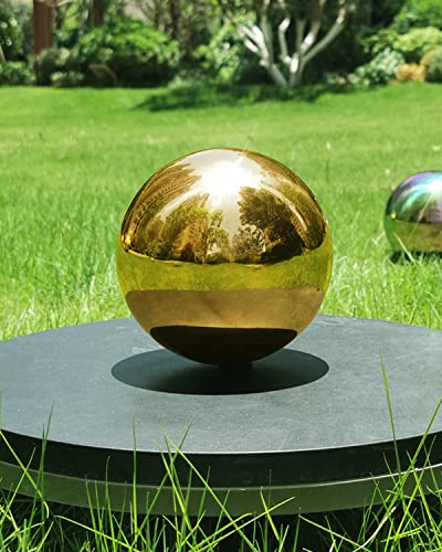 Pangmao Gazing Mirror Ball Rainbow Gold Stainless Steel Hollow Ball Combination 50-150Mm Mirror Globe Polished Shiny Sphere, Floating Pond Balls Seamless Ball For Home Garden Ornament (Gold L 8Pcs) #TOP1