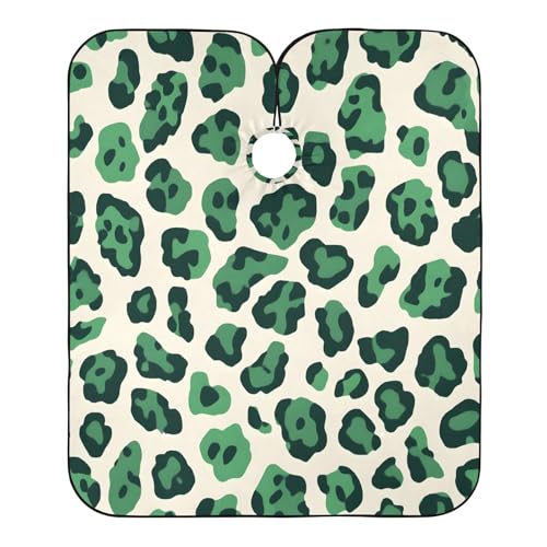 Hezely Graffiti Green Leopard Pattern Hair Dye Cape, Barber Cape for Adults,Waterproof Salon Cape,Waterproof Hairdressing Styling Hair Cutting, 65
