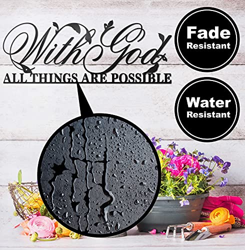 Vivegate With God All Things Are Possible Sign Metal Wall Decor, 18"X12" Inch Religious Scripture Black Christian Bible Verses Everthing Is Possible With God Bibical Wall Hanging Decoration #TOP4