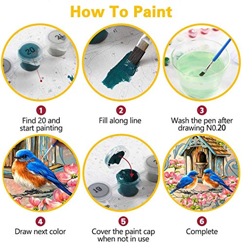 ANBOSE Malen nach Zahlen für Erwachsene, DIY Acrylmalerei-Kit für Kinder und Anfänger mit Pinsel und Acrylpigment auf 16… – Bild 4