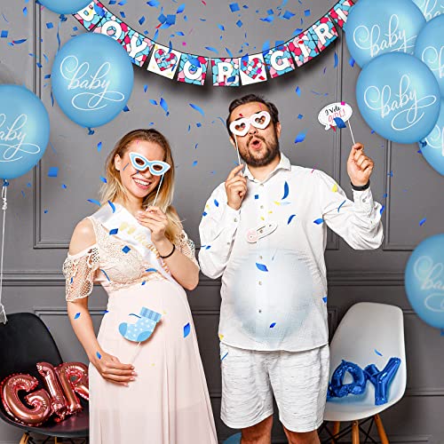 Image of Roowest 51 Pcs Tie Your Shoe Baby Shower Game Sign Wooden Sign Greenery Gift Sets Gender Reveal Party Favors 50 Balloons Latex Balloons for Game Wedding Supplies(Blue,Bear)