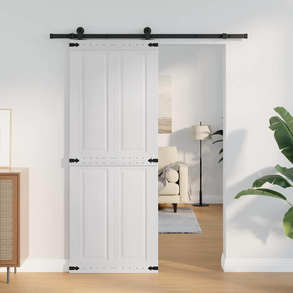 vidaXL Puerta Corrediza Corona 80 x 210 cm Madera de Pino Maciza, Puerta Deslizante con Estilo, diseño rústico, Divisor Duradero, Ahorra Espacio, fácil de armar y da privacidad