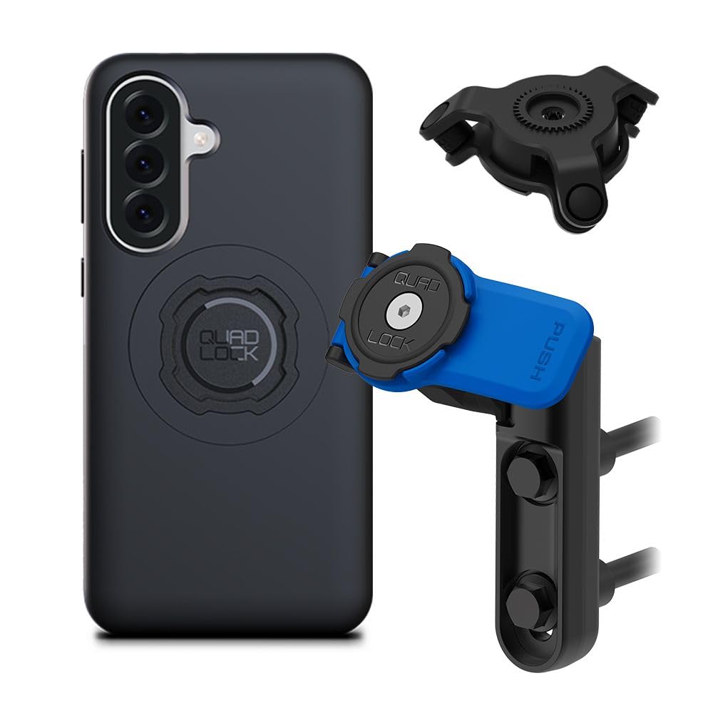 Quad Lock Brake/Clutch Motorcycle Phone Mount with Vibration Dampener and MAG Phone Case for Galaxy A37