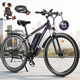 PUJH 2000W Electric Bike for Men Women 48V 17.5Ah Battery, 29'' Fast Ebike,up to 80 Miles, Front Suspension Class 3, Snow Off Road Commuter Mountain E-Bike for Adults (Purple 29)