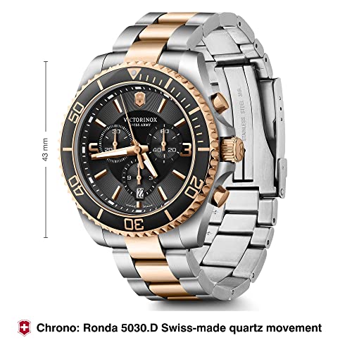 Victorinox Swiss Made Maverick, Chronograph, 43mm, Black Dial, Stainless Steel Bicolour Men's Watch (241952) - Image 2
