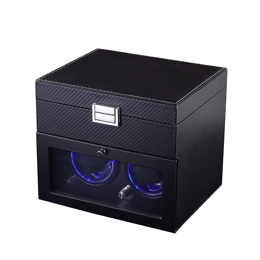 Scatola del Tempo per Orologi, Carica Orologi Automatici Caricatore Orologio Automatico Mantenitore Carica Orologi Carbon Fiber Black
