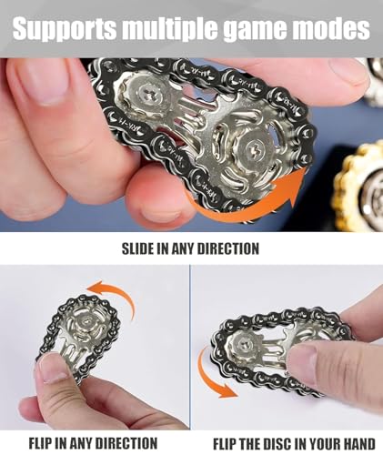 Image of Fidget Toys for Kids, Fidget Toys, Black Compact Toys for Kids Adults Bicycle Chain Top Stress Relief Toy Durable Portable Ages