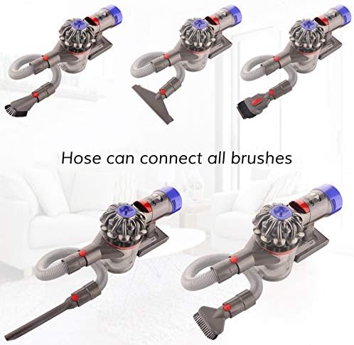 Accessory Tool Kit Attachment Set with Extension Hose for Dyson V7 V8 V10 V11 V15 SV10 SV11 Cordless Vacuum Cleaner, Quick Release Spare Part Tool Kit for Home and Car Cleaning (6 in 1)