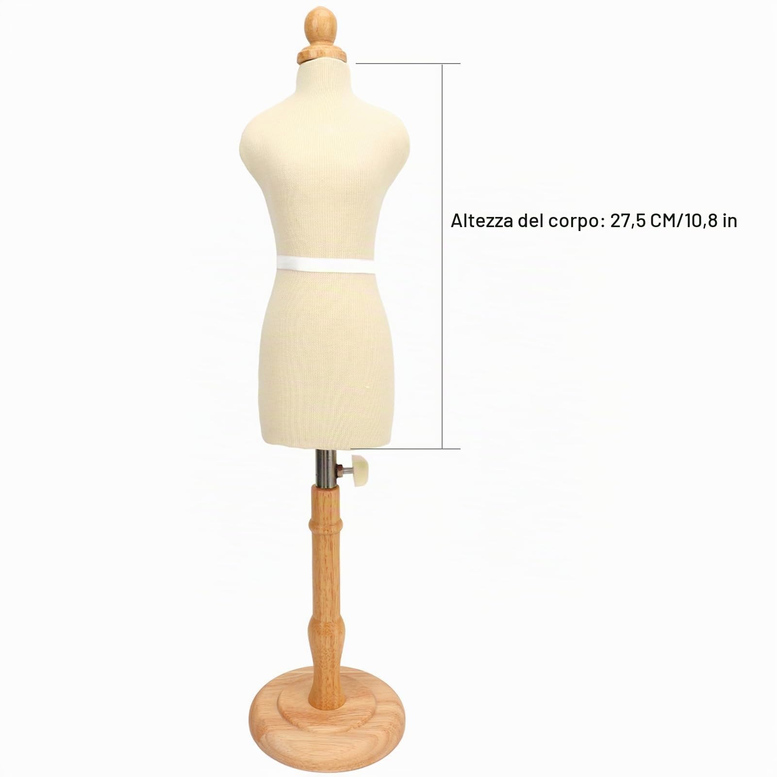 Tyenaza Manichino Sartoriale Regolabile, Forma d'Abito da Cucito con Base in Legno Abito da Cucito Professionale per Esposizione di l'Esposizione di Gioielli e la Creazione di Modelli d'Abbigliamento