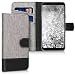 Produktbild kwmobile Hülle kompatibel mit LG Q7 / Q7+ / Q7a (Alpha) - Kunstleder Wallet Case mit Kartenfächern Stand in Grau Schwarz
