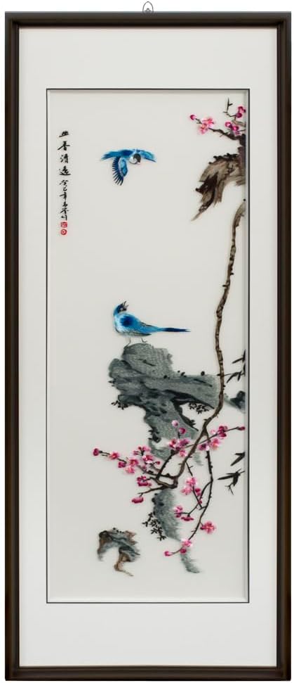 ChinaFurnitureOnline Silk Embroidery chinese Wall Art of Four Season Flowers, Set of 4
