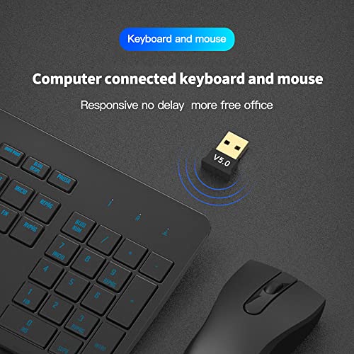 Image of USB Bluetooth Adapter - BT Version 5.0 Receiver Dongle, Long Range Connector for Windows PC Laptop Desktop Device