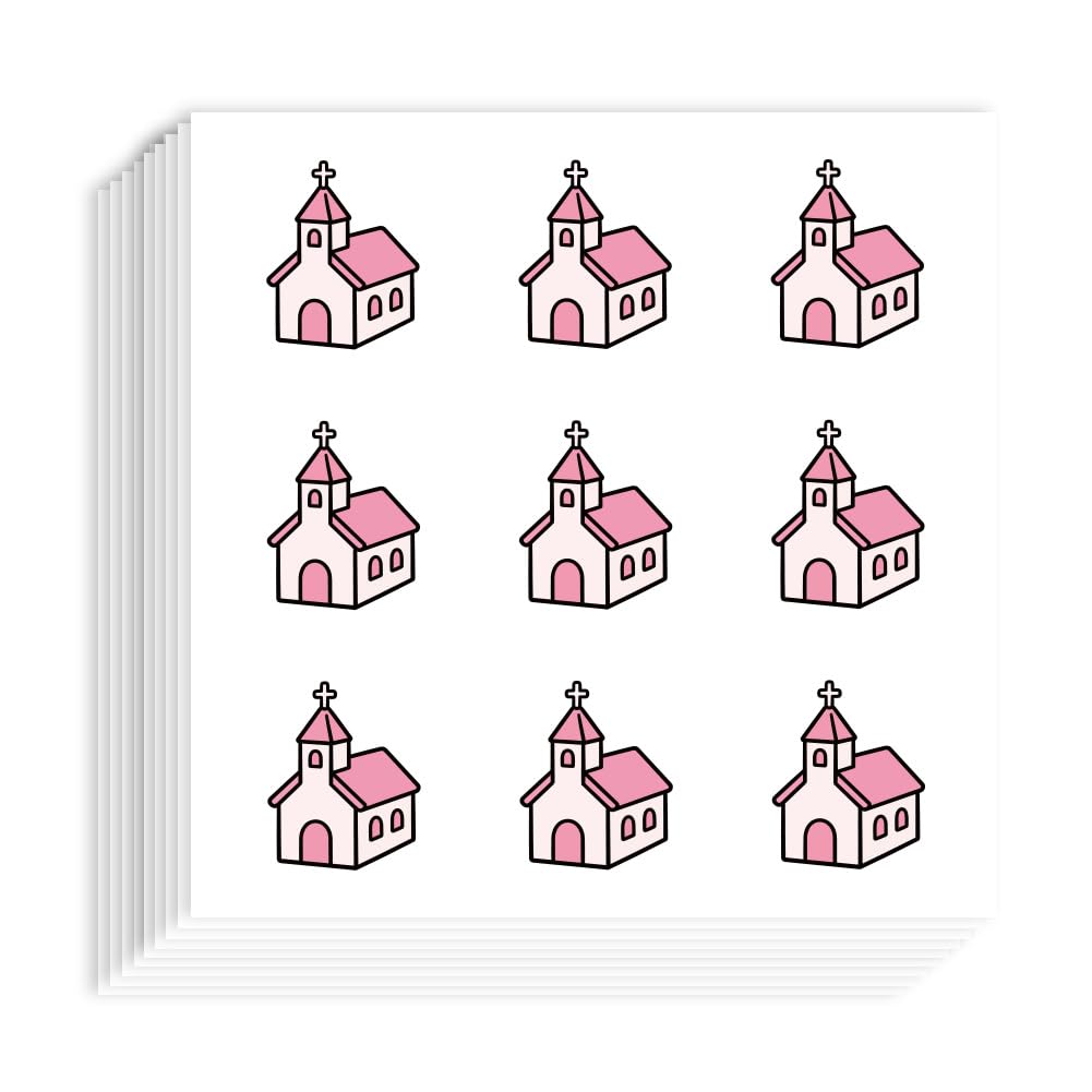 AHANDMAKER 180Pcs Pink Church Planner Stickers, Wedding Church Self-Adhesive Stickers Waterproof Paper Decals for Laptop Water Bottle Planner Scrapbook Crafts Party Decorations Gifts