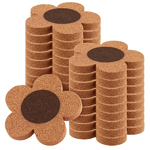 TAICHEUT 20 Pack 4 Inch Cork Flower Shape Coasters, 2/5“ Thick Absorbent Coaster for Drinks, Natural Cup Coasters Bulk, Cork Plant Coaster Decorative for Hot & Cold Drink, Office, Home