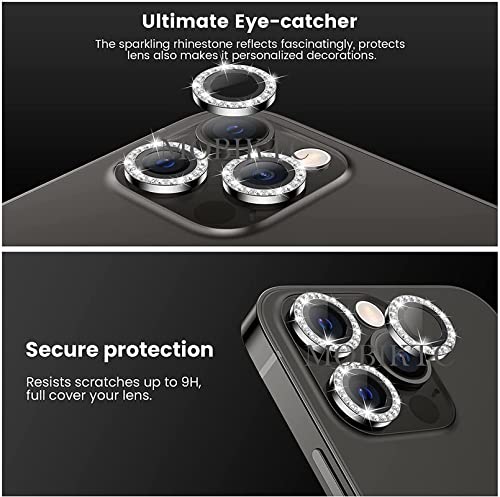 Image of Camera Lens Protector for iPhone 14 Pro /14 Pro Max Camera Lens Protector Tempered Glass Screen Protector, Anti-Scratch Aluminum Alloy 3D Lens Ring Cover (3 Pack, Black Diamond)