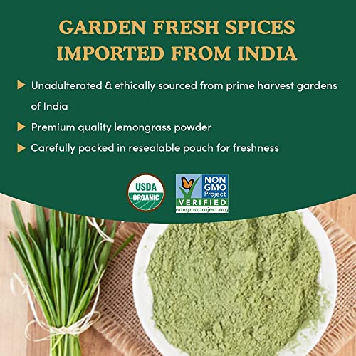 Spice Train, Usda Organic Lemongrass Powder (226G/8Oz) Gluten-Free, Vegan & Raw Lemongrass Stalk Powder From India | Lemon Grass For Cooking, Smoothies, Tea | Resealable Zip Lock Pouch #TOP2