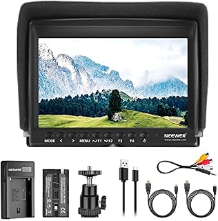 Neewer F100 7 Inch Camera Field Monitor HD Video Assist Slim IPS 1280x800 HDMI Input 1080p with 2600mAh Li-ion Battery/USB Charger for DSLR Cameras, Handheld Stabilizer, Film Video Making Rig
