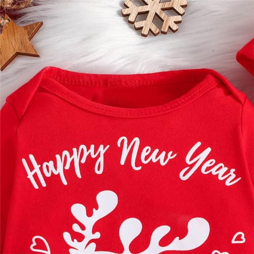 Roupa infantil de algodão macio quente gola redonda manga comprida estampa de cervo + roupa de Natal