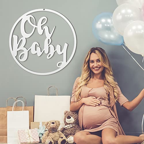 12.6 Inch Baby Wooden Sign For Baby Shower Decorations Glitter Baby Wooden Sign For Gender Reveal Backdrop Wall Photo Props Boy Girl Baby Announcements Birthday Party (White) #TOP19