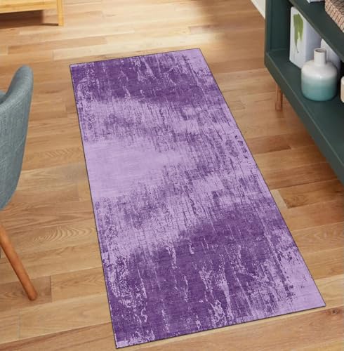 Alfombra pasillo morada 90x200 lavable abstracta antideslizante 2