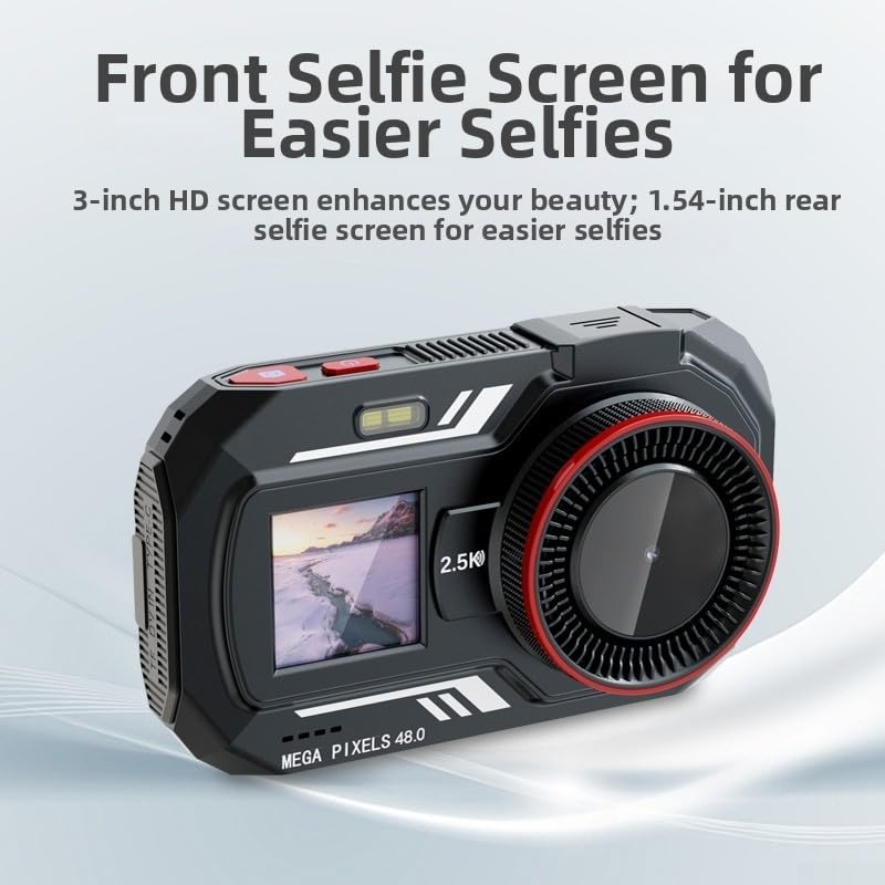 Cámara digital 2.5K con WiFi y doble pantalla de 3" para fotos nítidas sin errores 2