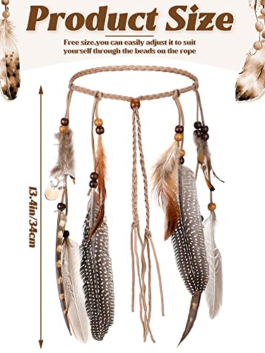 Xunyee Feather Headband Hippie Headband For Women Hippie Accessories Indian Headband Feather Hair Accessories For Costume (Classic Style) #TOP2
