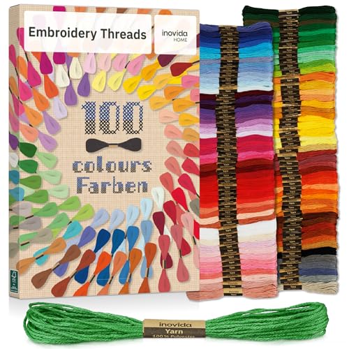 Embroidery Threads Set 100 Colours 5m Each : Sewing Thread Kit for Friendship Bracelet Making, Crafting, Weaving, Cross Stitch – Inovida