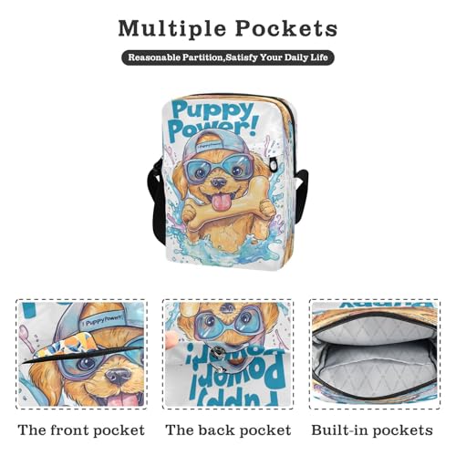 Crossbody Bag Swiming Dog Puppy Funny Messenger Bag for Women Men Purse Shoulder Bag Satchel Bag with Adjustable Strap 214B91882