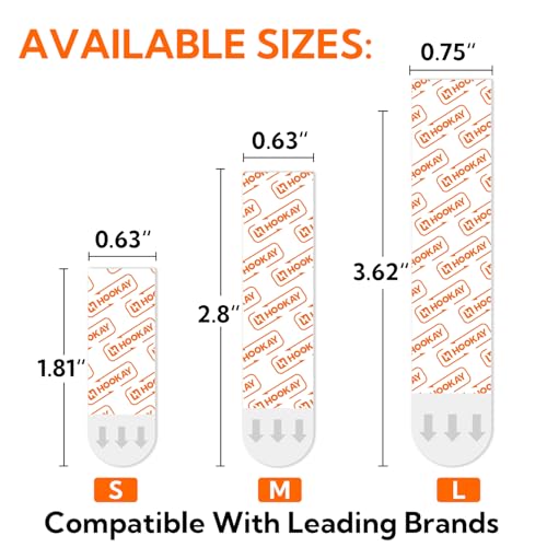 Image of hookay Upgrade Medium Refill Adhesive Strips, Damage-Free Hanging Strips for Indoor Hooks, No Tools Removable Wall Adhesive Strips for Decor, Living Spaces & Bathroom, 36 White Strips