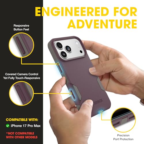 Image of OtterBox iPhone 17 Pro Max (Only) - Commuter Series Case - Built-in MagSafe - Thin, Dual-Layer, Pocket-Friendly, Port Cover - Purple-ish on Purpose
