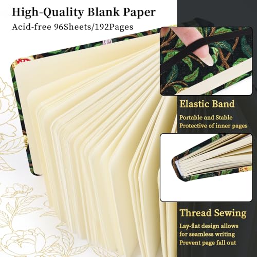 Image of 4.8 inch Pocket Sketch Book,80gsm Hardcover Art Sketchbook for Drawing Journal | Cloth Cover,80gsm Blank Paper,96Sheets,Lay-Flat,Portable Travel Creation Paint Diary Memo Planner,Dry MediaPomegranate Bird