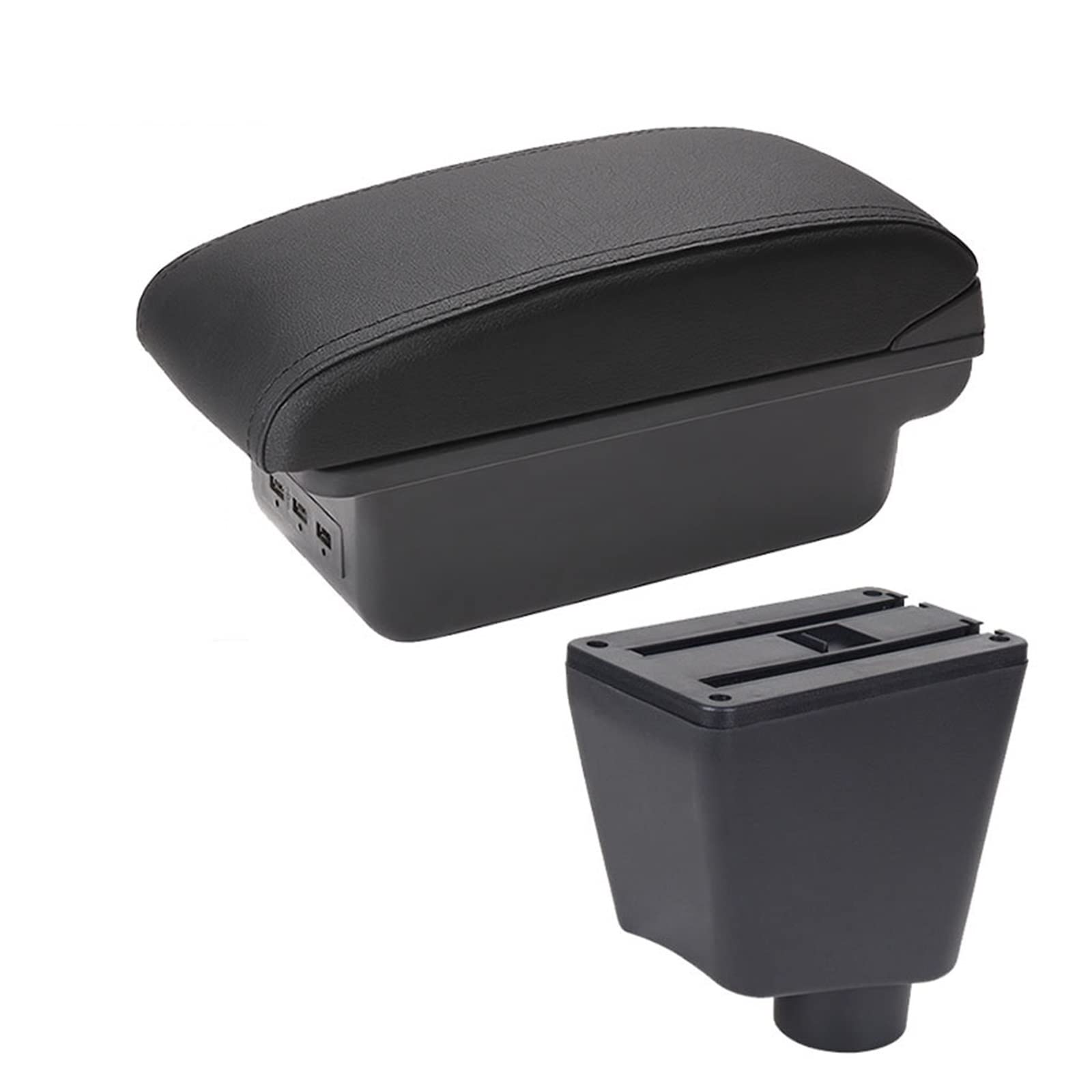 For Renault For Clio 3 4 Car Armrest Box Car Storage Box Cup Holder Ashtray USB(B2 Black line 3USB)