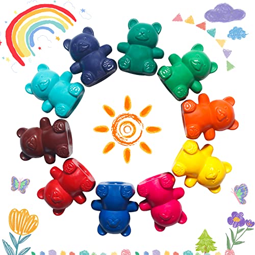 Crayons bebe enfants LandJoy Crayons 10 couleurs Baby Bear, crayons lavables, crayons antidérapants pour enfants, adaptés à la pratique du dessin par les tout-petits, enfants Crayons pour Bébé Cover