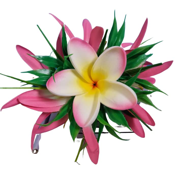 Plumeria - Pinzas para el pelo de flores hawaianas para orejas, accesorios para el cabello para niñas preadolescentes, accesorios de sirena para ella