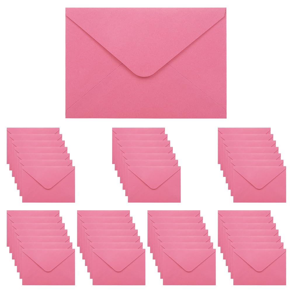 WYAN Mini Envelopes - 50 Pack 15.5 x 10.5cm Rose-Pink Flap Envelopes, Small Parts Envelope, Gummed Envelope for Gift, Greeting Cards, Wedding, Business, Invitation (Card not Included)
