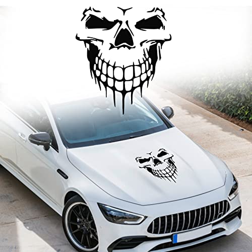 Blakaya Vinyl Skull Graphics Auto Hood Stripe Sticker Side Body Sticker Racing Sports Self-Adhesive Decal Decoration For All Cars U008 Black #TOP12