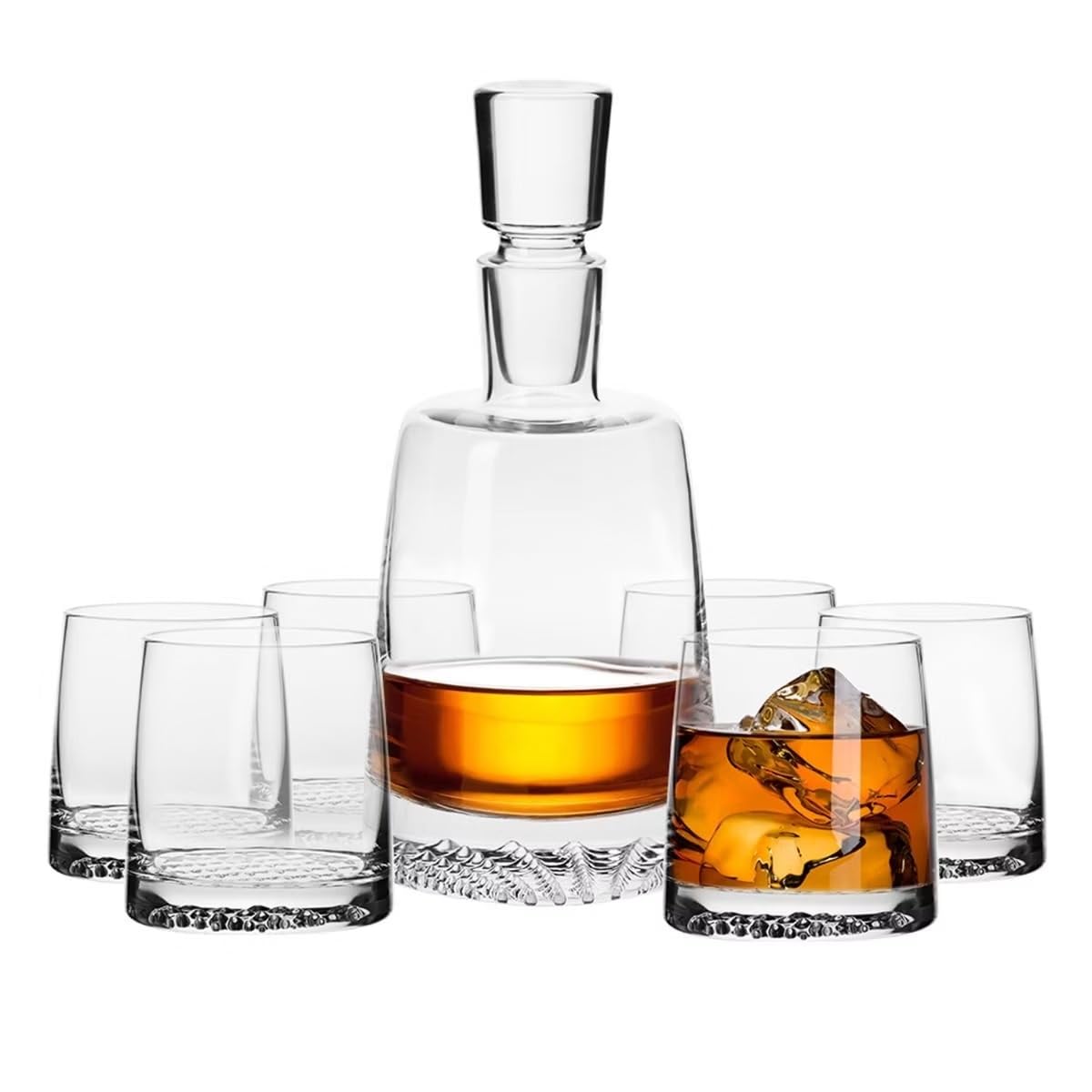 Whisky Set Dekanter 950 ml + 6 Stück Whiskygläser 300 ml - Whiskey Karaffe - Geschenk für Mann - Glaeser Geschenkset - Glaskaraffe Alkohol