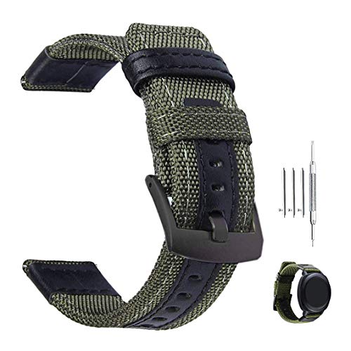 24mm Genuine Nylon & Leather Watchband Quick Release for Suunto Traverse and Any