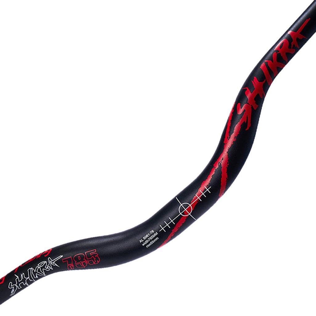 Manillar para Bicicleta de Montaña, Aleación de Aluminio 6061, Manillar Elevado para Descenso, BMX, Ciclismo, Uso Diario Y Ocio, Negro + Rojo