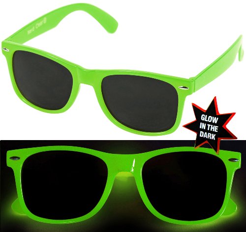 Preisvergleich Produktbild Nerd Glow in Dark Brille Wayfarer Leuchtend / Sonnengläser Grün